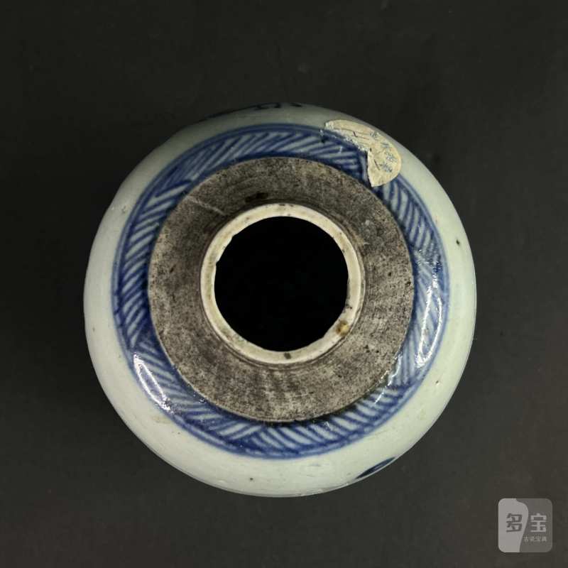 清 青花山水人物纹盖罐 - 图9